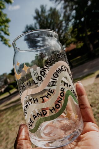 Spiritual Affirmations Glass Cup
